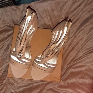 Leather, braided straps, wedge sandal